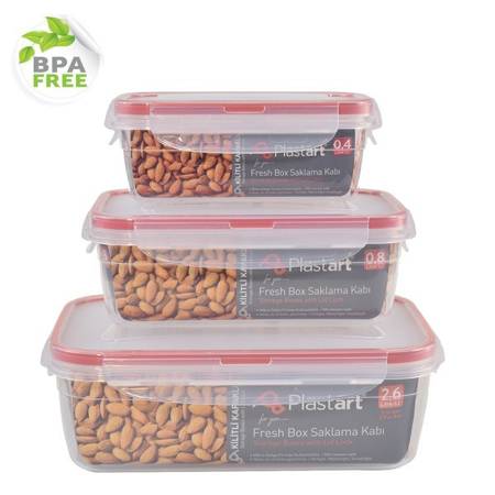 Pojemniki do żywności Fresh Box bez BPA komplet 3 sztuki łączna pojemność 2,6 l