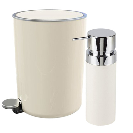Zestaw WC Kosz + dozownik do mydła Lenox Silver beżowy